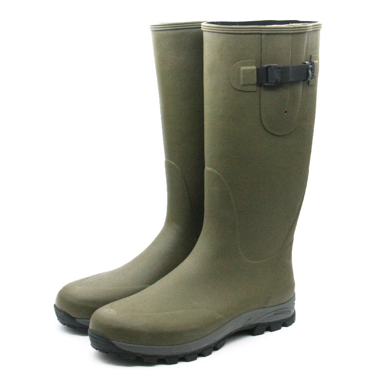 Wholesale fashionable high cut ladies long waterproof fishing gumboots men rubber hunting rain boots for adult