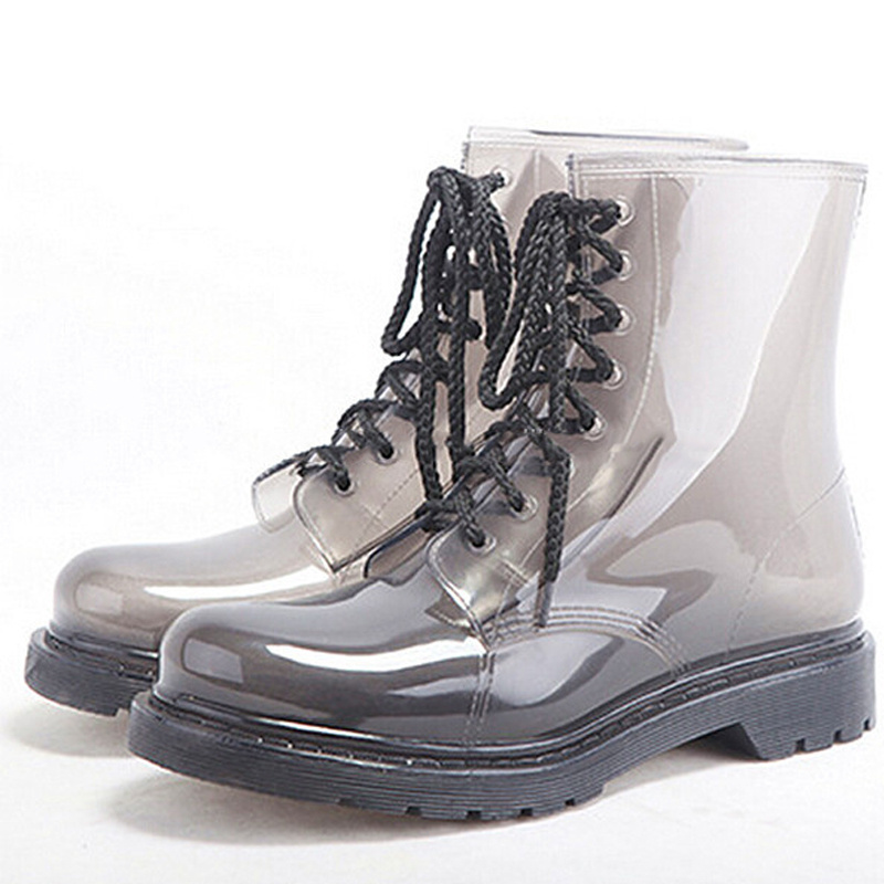 Custom martin ankle rain shoes wholesale fashion candy color clear waterproof transparent PVC jelly rain boots women for ladies