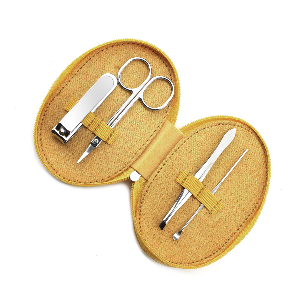 Hot sale 4-Piece Stainless Steel Travel Grooming Set Debuts with Orange bag