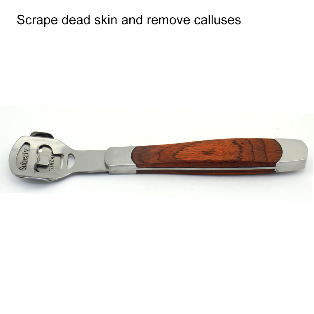 Foot Care Wooden handle Pedicure Blades Dead Skin Callus Remover Shaver Cutter Razor Stainless Steel Pedicure Callus Shaver