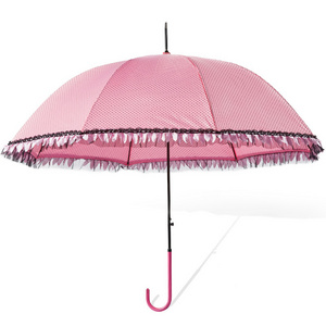 Factory direct supply parasol sunshade female automatic long handle lace princess parasol rain and sunshine dual-use umbrella