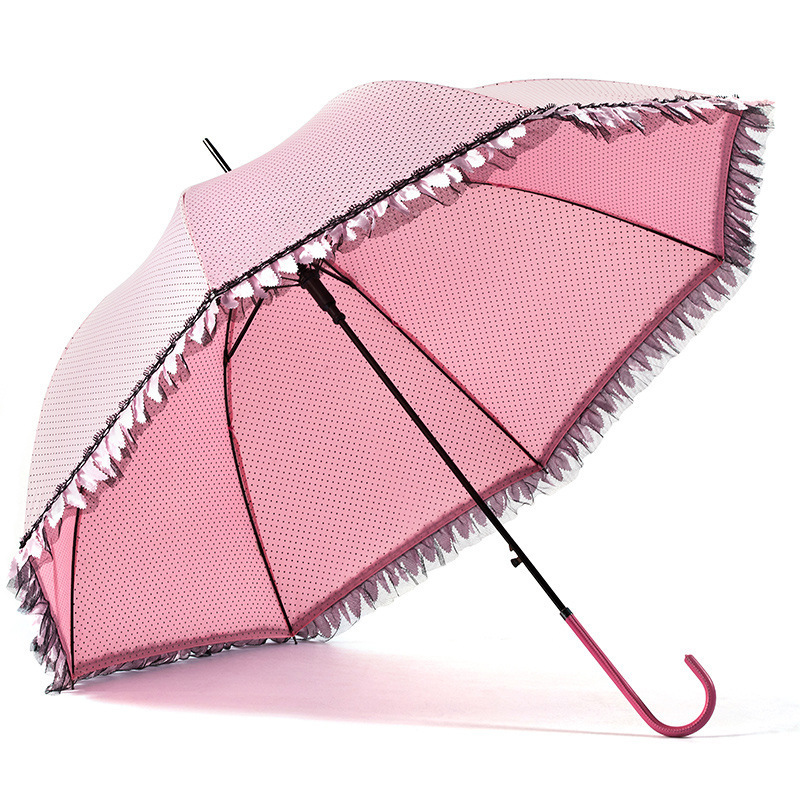 Factory direct supply parasol sunshade female automatic long handle lace princess parasol rain and sunshine dual-use umbrella