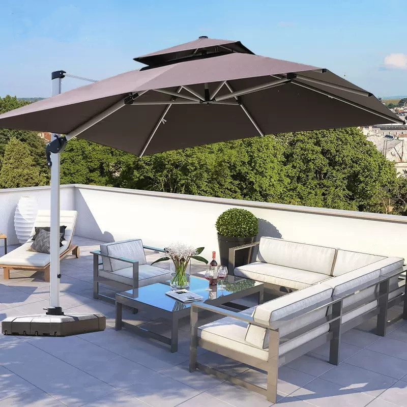 Outdoor Sun Umbrella Courtyard Villa Garden Terrace Sun Umbrella, commercial stand outdoor Rome umbrella Logo