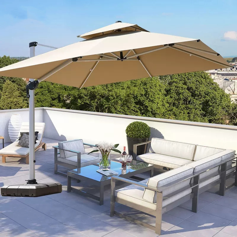 Outdoor Sun Umbrella Courtyard Villa Garden Terrace Sun Umbrella, commercial stand outdoor Rome umbrella Logo