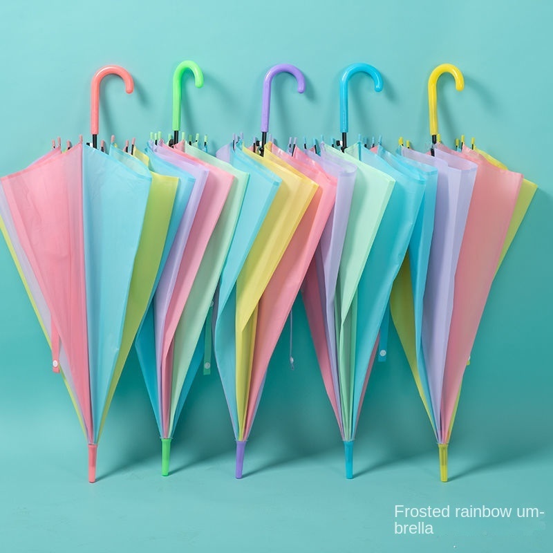 Transparent umbrella wholesale disposable plastic umbrella automatic wholesale transparent umbrella long handle high-color sunny