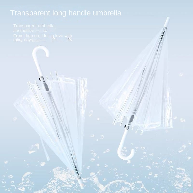 Transparent umbrella wholesale disposable plastic umbrella automatic wholesale transparent umbrella long handle high-color sunny