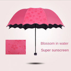 Sun-rain dual-use ] water-blooming sunshade men and women black film UV Sun umbrella three fold