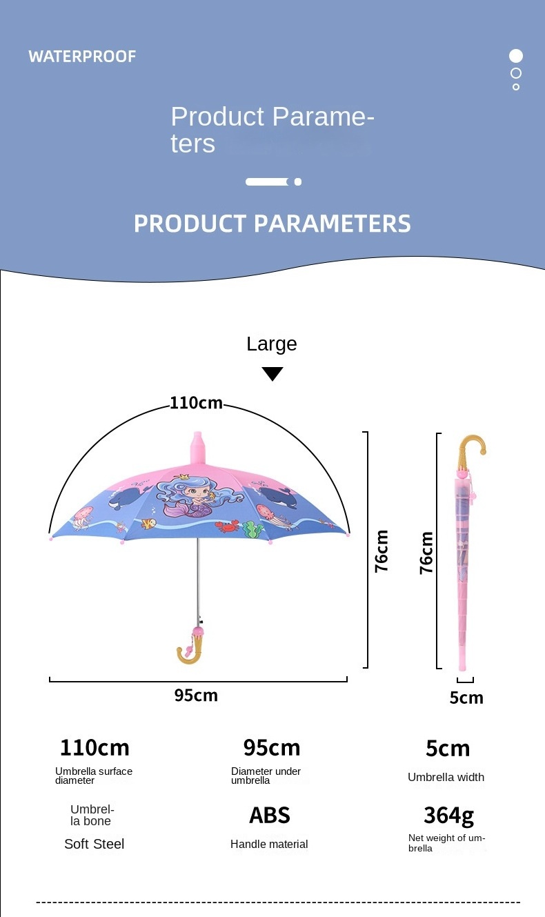 big straight umbrella wholesale cartoon big umbrella for kids automatic waterproof cover kindergarten Sun umbrella