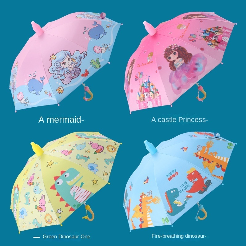 big straight umbrella wholesale cartoon big umbrella for kids automatic waterproof cover kindergarten Sun umbrella