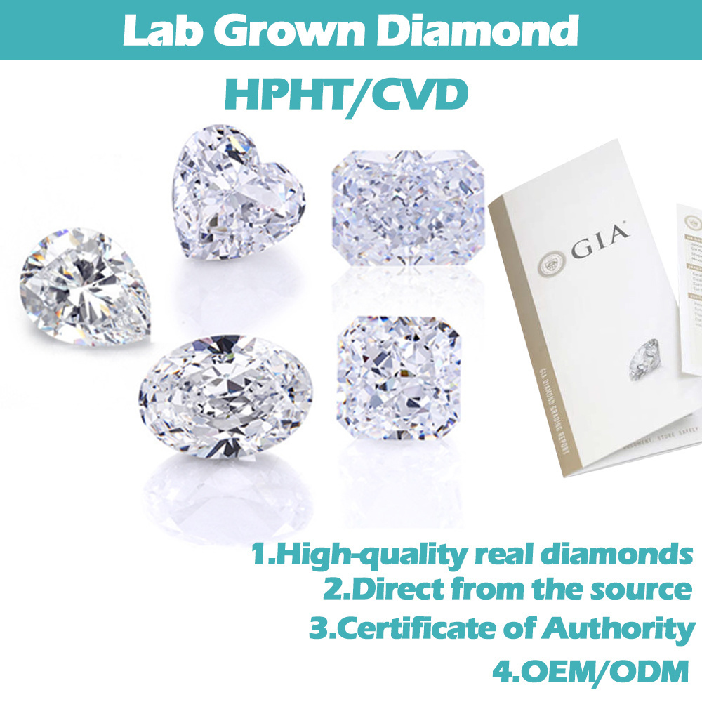 Wholesale CVD synthetic diamond loose diamond synthetic gemstone Color D  VVS VS 0.3-3CT HPHT lab grown diamonds for ring making