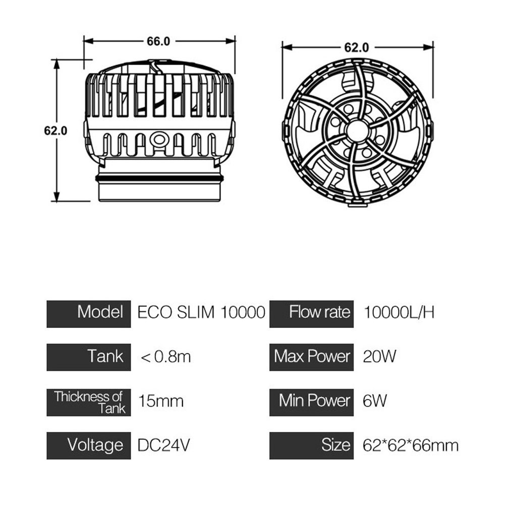 ZKSJ Wave Maker Circulation Pump with 10-Lev Speed and 3 Wave Patterns and 6 Wave Modes for Aquarium Fish Tank Pond(Slim 10000)