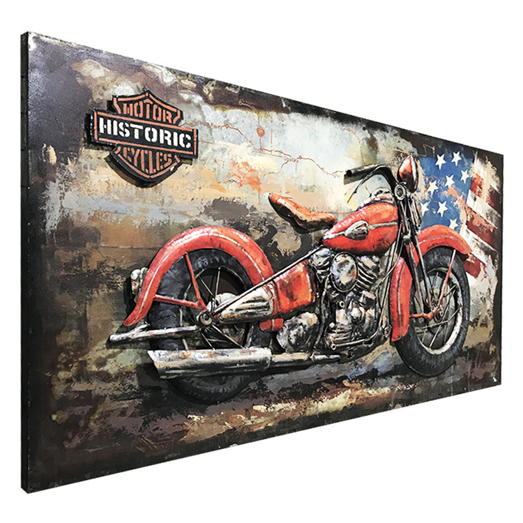 Support Customization Motorcycle Metal Wall Decor 3d Painting Metallic Wall Art Decor