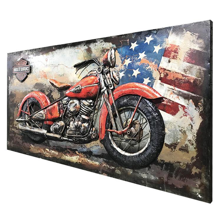 Support Customization Motorcycle Metal Wall Decor 3d Painting Metallic Wall Art Decor