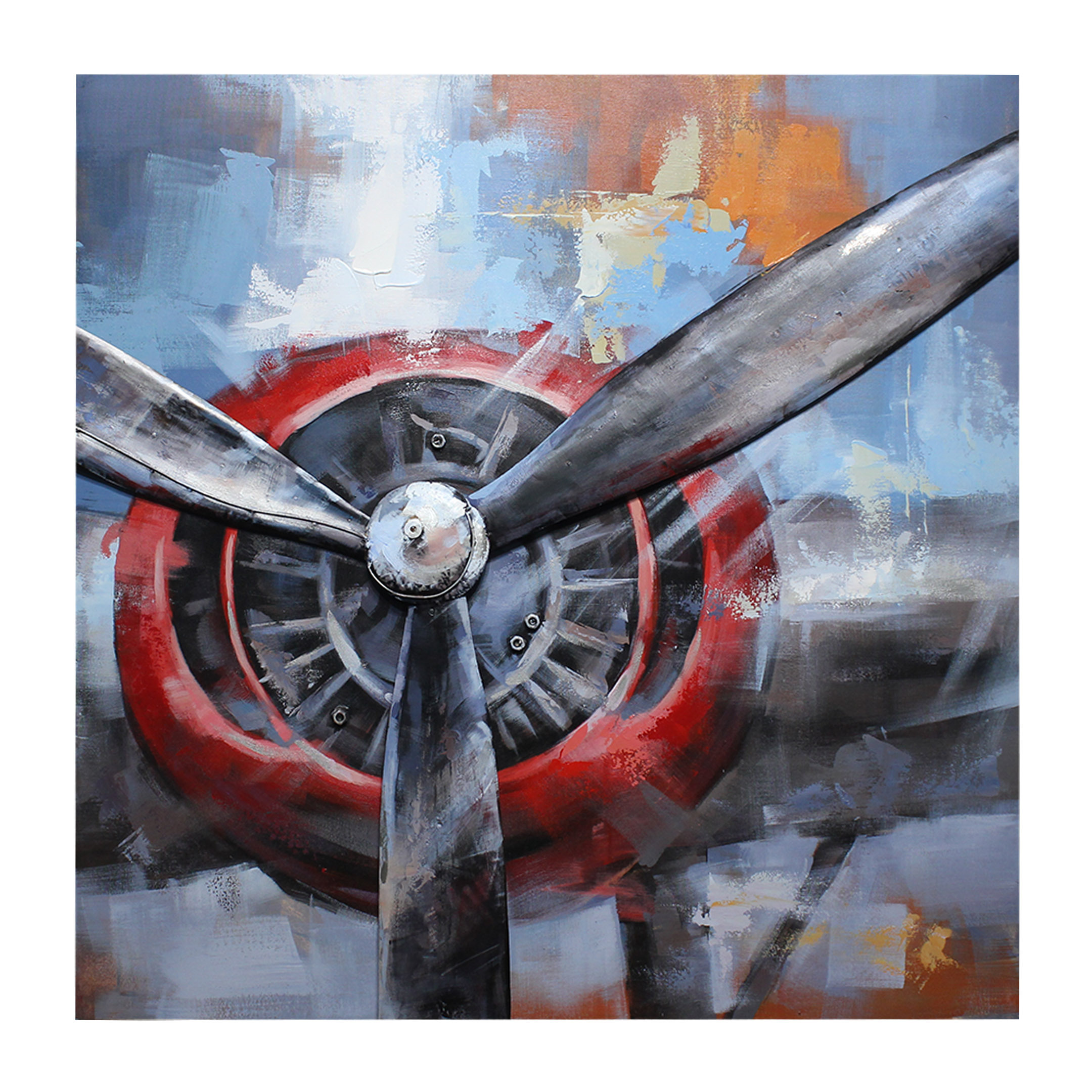 Airplane Metal Wall Art 3D Iron Hand Painted Metal Painting Home Decoration