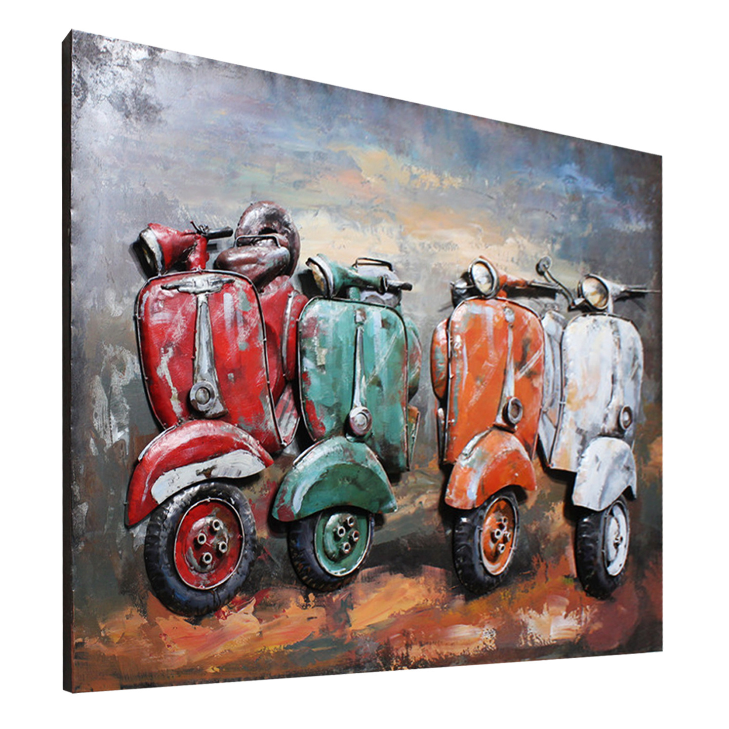 High Quality Metal Iron Painting Iron Blue Motorcycle Modern Wall Decorations For Living Room Art