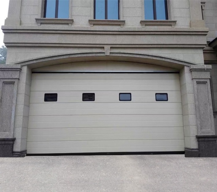 Automatic White line style panels skins electric motor garage door with remote controller