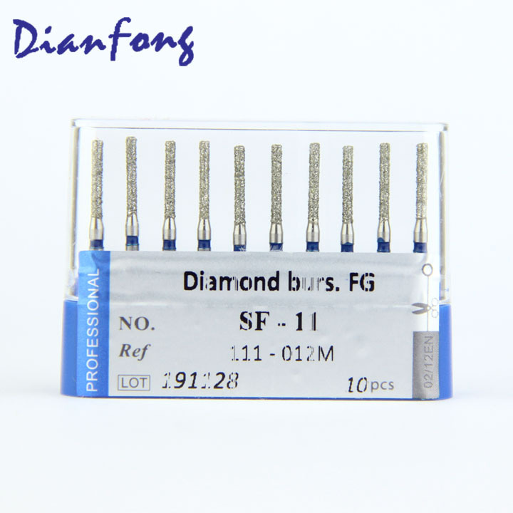 SF-11(111-012M) cylindrical shaped CE ISO certified medium FG high speed dental diamond bur dental instrument sharpening