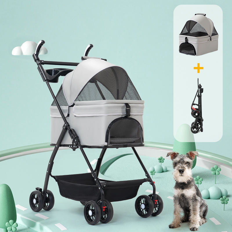 Luxury Detachable Foldable Luxury high quality pet cat dog carrier travel stroller pet stroller