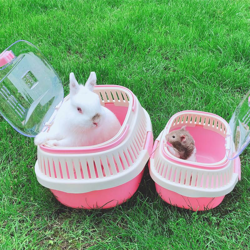 Size L:32*27*21cm  Pet hamster rabbit hedgehop Portable Plastic Cage carrier