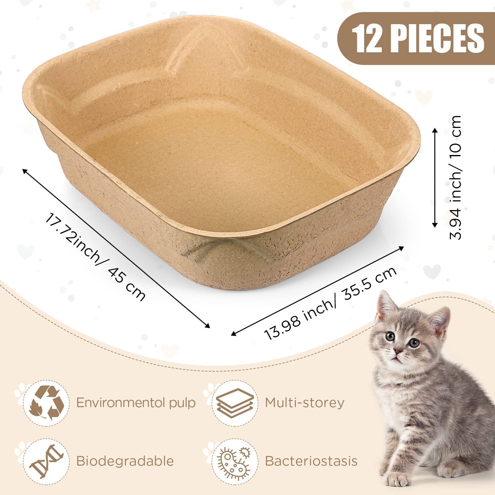 Portable Large Paper Cat Tray Disposable Litter Boxes,  Cat Litter Box Liners for Home Car Travel Disposable Cat Litter Box