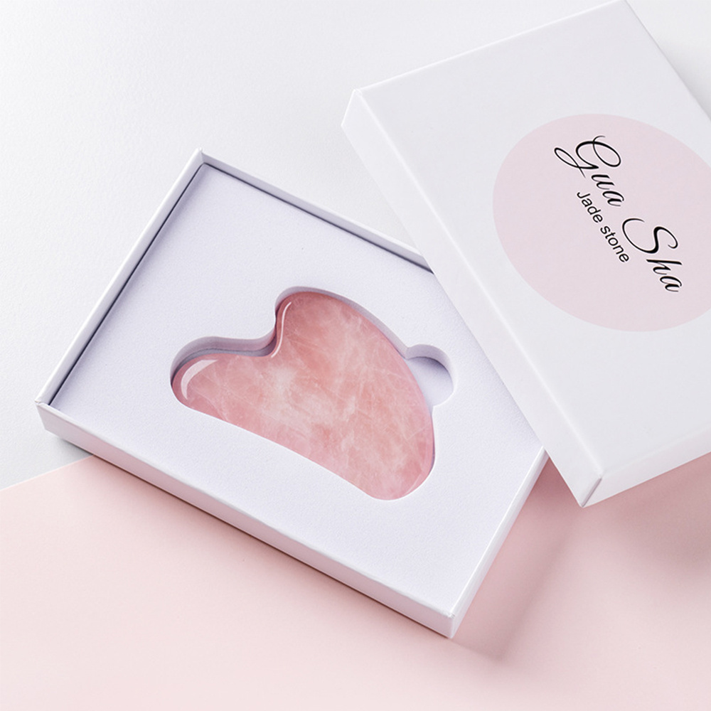 Heart Shape Gua Sha Tool Natural Stone Pink Rose Quartz Jade Gua Sha For Scrapers Face Massage