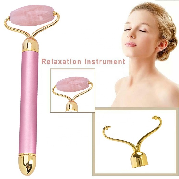 Facial Massager Solid 24k Gold Energy Beauty Bar Electric Facial Roller For Face Lift Tight