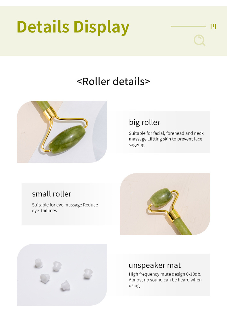 100% Natural Jade Stone Face Roller Facial Massager Authentic Green Quartz Xiuyan Jade Roller