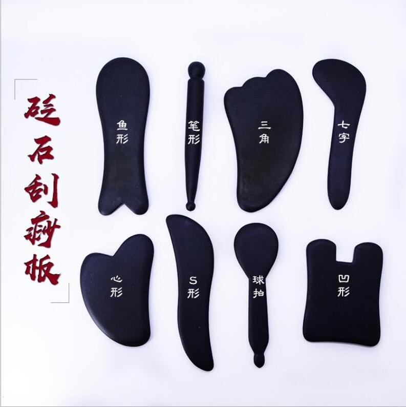 2021 Hot Sale Natural Black Bian Stone Gua Sha Facial Lifting Scraping Massage Tool