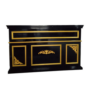 Diant black and gold marble reception desk design,customize beauty salon front reception counter