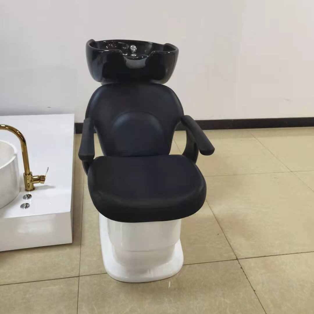 Diant Fully Black plated simple shampoo chair white ceramic wash basin matching faucet shower