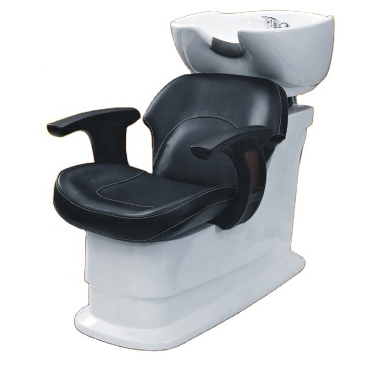 Diant Fully Black plated simple shampoo chair white ceramic wash basin matching faucet shower