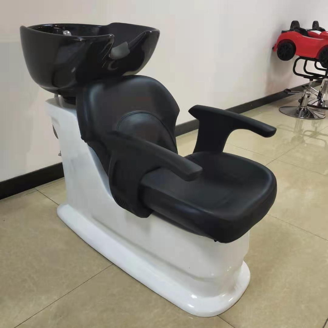 Diant Fully Black plated simple shampoo chair white ceramic wash basin matching faucet shower