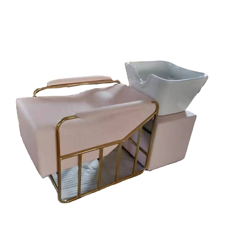 Diant stylish hair salon furniture equipment pink gold electric kneading shampoo chairs and bowls sink