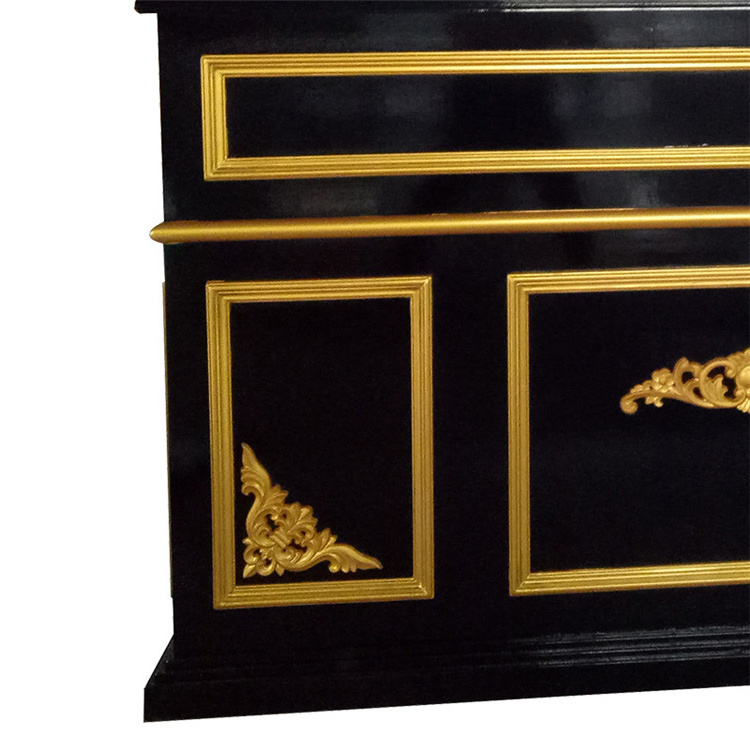 Diant black and gold marble reception desk design,customize beauty salon front reception counter