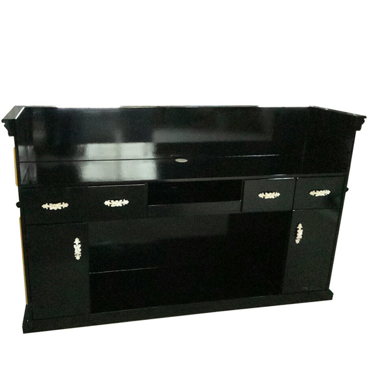 Diant black and gold marble reception desk design,customize beauty salon front reception counter