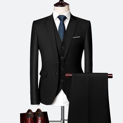 OEM Luxury 3Pcs Blazer pants vest man suit and blazer fashion men's slim solid color business Blazer office suit for me