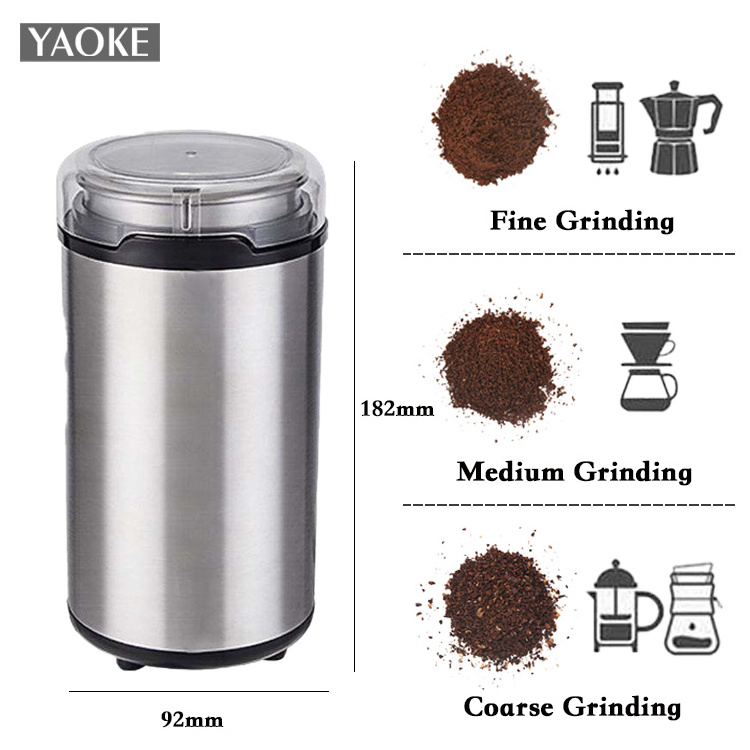 Portable Automatic Electric Coffee Bean Grinder Machine Camping White Custom Logo Stainless Steel Coffee Grinder