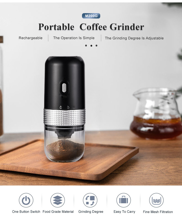 Mini Coffee Bean Grinder Small Cordless Portable USB Electric Rechargeable Coffee Grinder