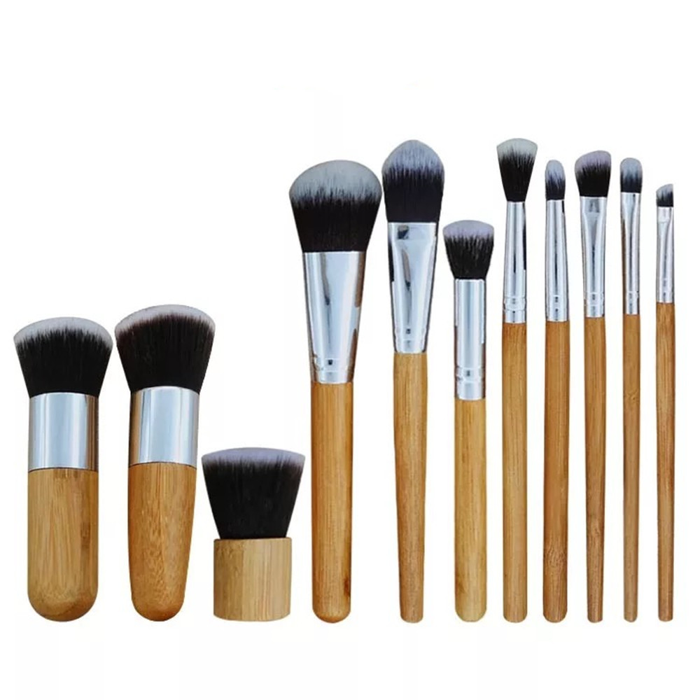 Hot style friendly Bamboo Handle  11 Makeup Brush Brush Sacks Kabuki Brushes New Best Seller