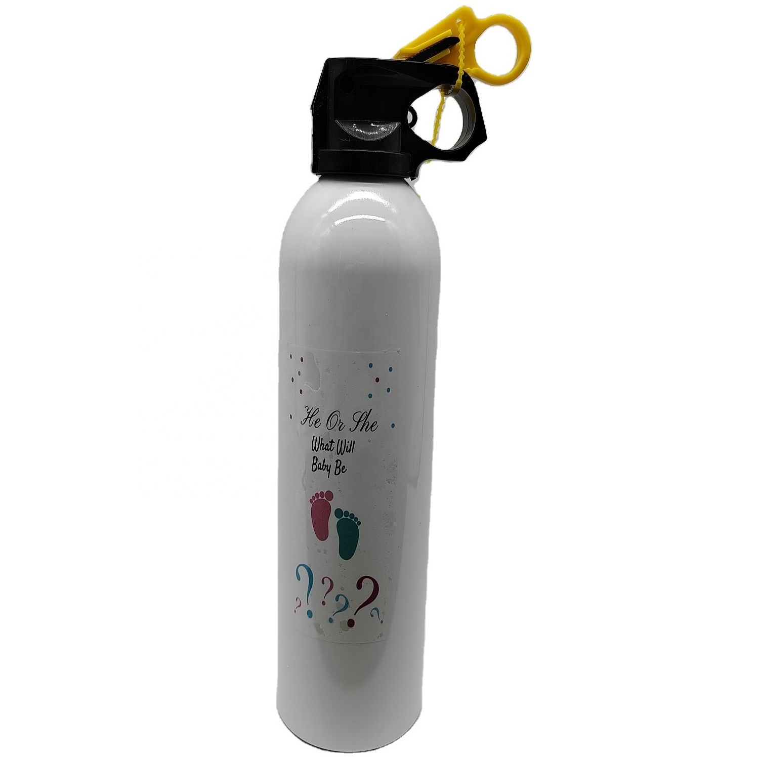 Powder spraying Fire Extinguisher for gender reveal party baby shower