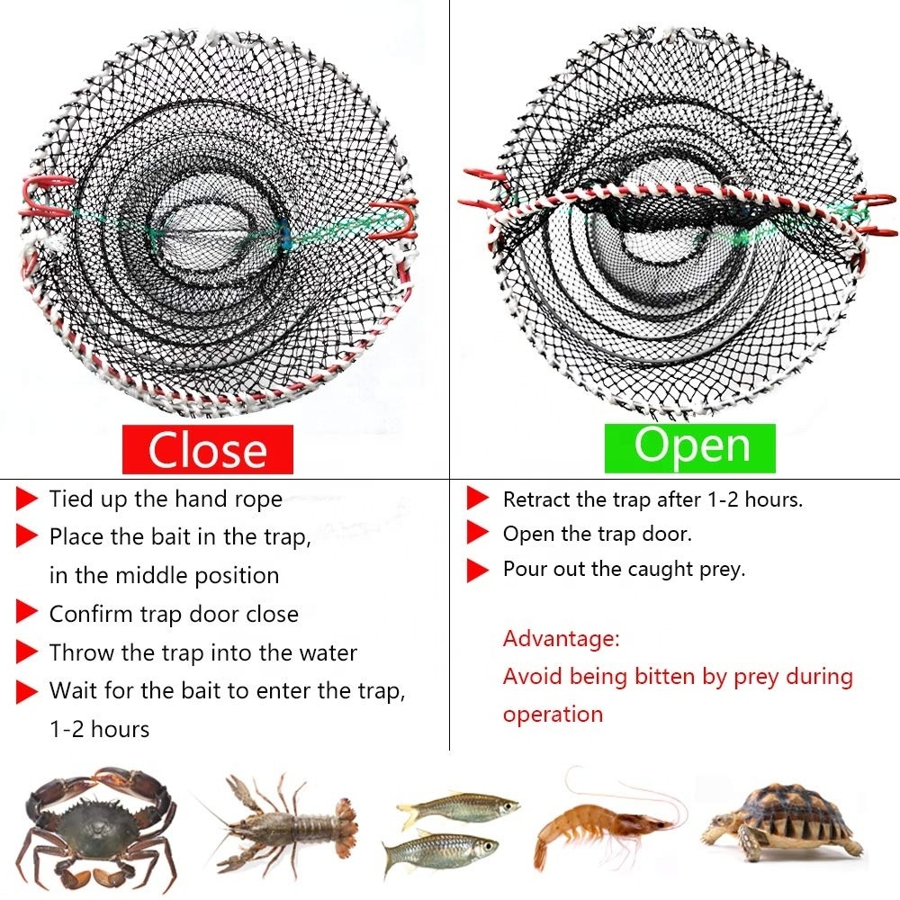 Drasry Crab Trap Bait Lobster Crawfish Shrimp Portable Folded Cast Net Collapsible Fishing Traps Nets