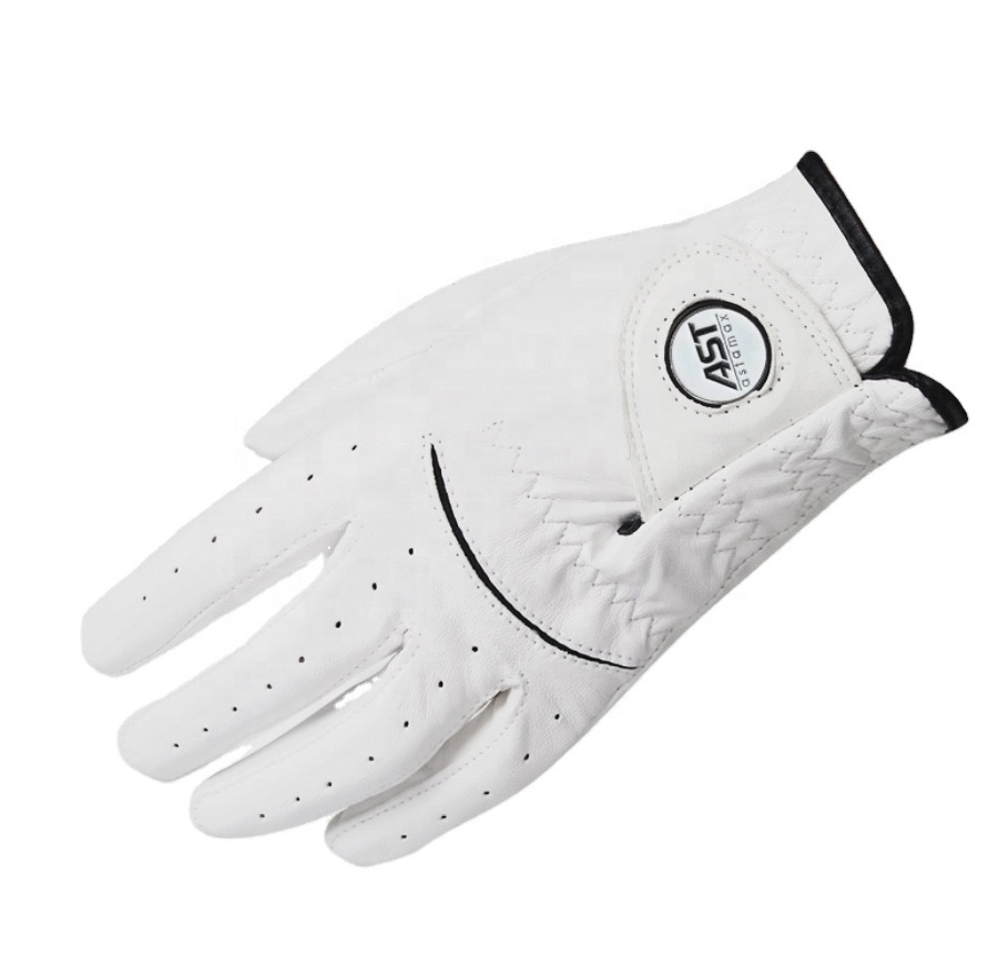 High quality cabretta golf glove with removeable custom logo ball marker