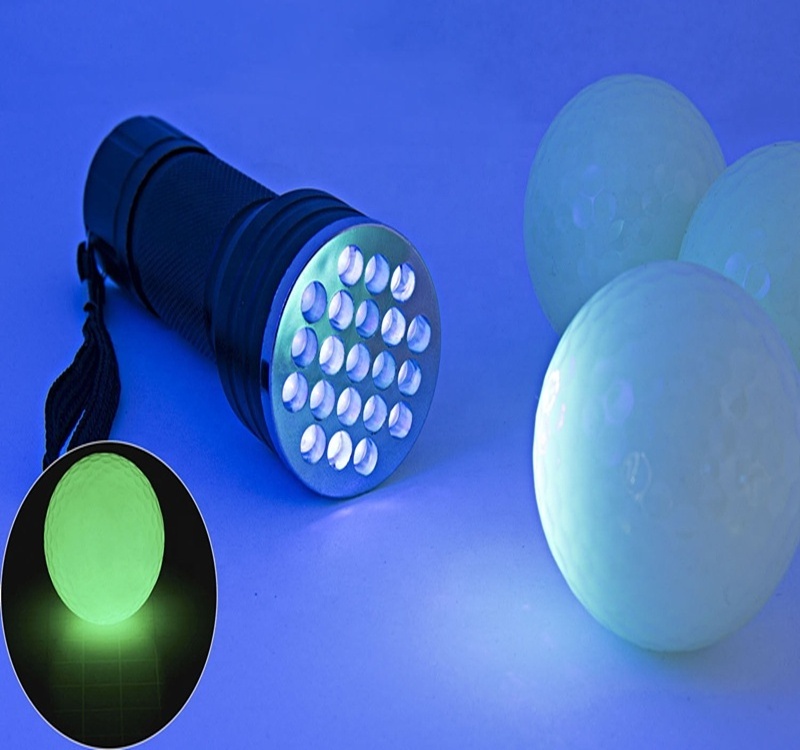 UV Flashlight Rechargeable Fluorescent Training golf Balls glow in the dark Luminous Golf Balls