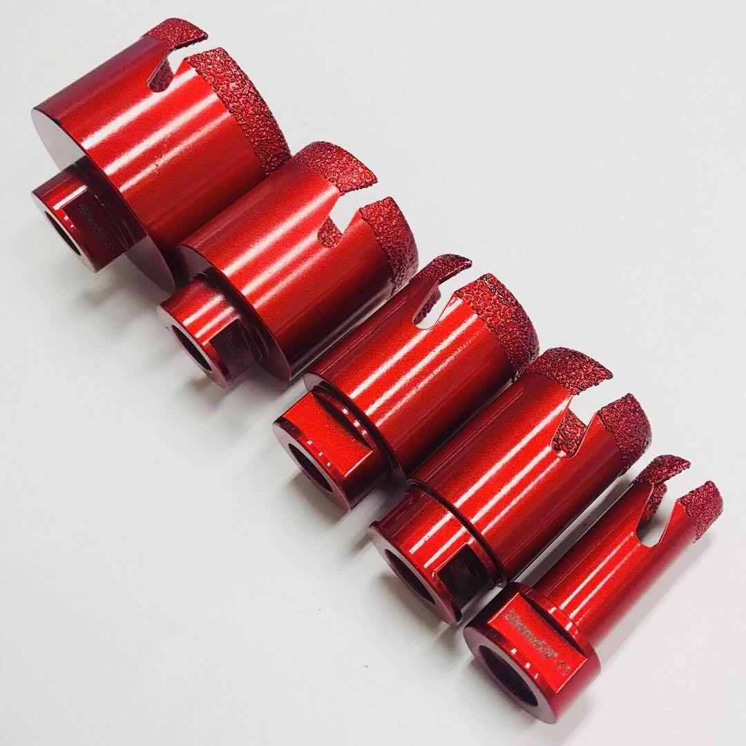 Vacuum Brazed 20mm-68mm Red Diamond Tile Porcelain Ceramics Hole Core Drilling Bits Sets