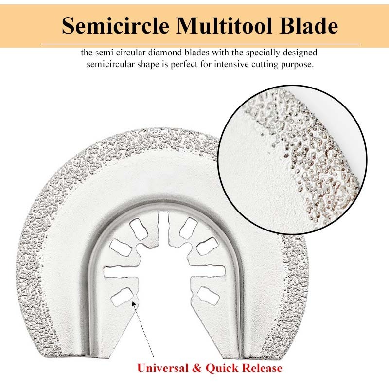 4 Pcs Oscillating Multi Tool Diamond Segment Swing Semi Circle Grit Grout Saw Blades