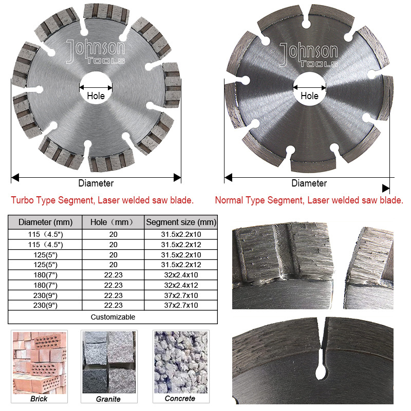 Small diameter general purpose laser welded diamond saw blades cutting disc masonry stone blade for granite concrete