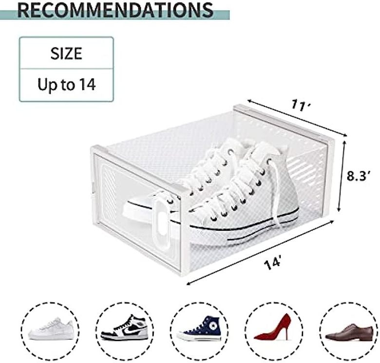 Transparent Storage boxes bin Plastic shoe Magnets Organizers Stackable Rack Containers Drawers for women and men