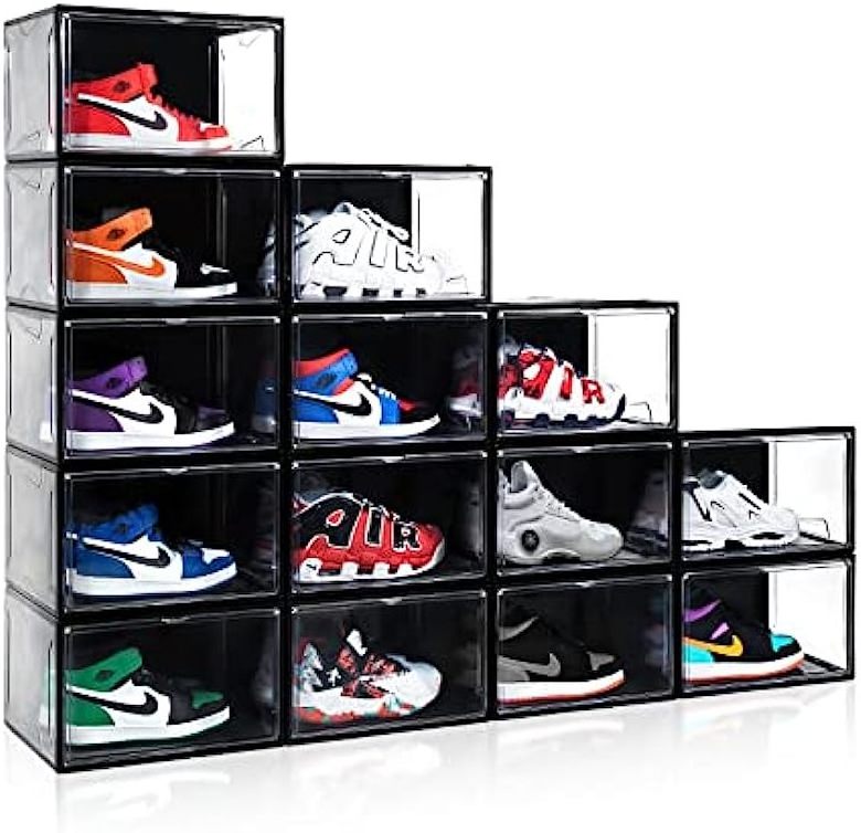 Stackable Acrylic Shoe Storage Box Shoe Organizer for Closet Space Saving Foldable Shoe Sneaker Containers Bins Holders