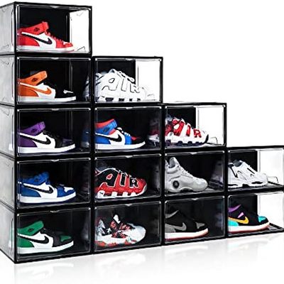 Stackable Acrylic Shoe Storage Box Shoe Organizer for Closet Space Saving Foldable Shoe Sneaker Containers Bins Holders