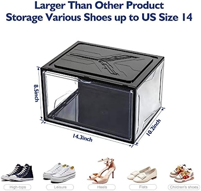 Stackable Acrylic Shoe Storage Box Shoe Organizer for Closet Space Saving Foldable Shoe Sneaker Containers Bins Holders